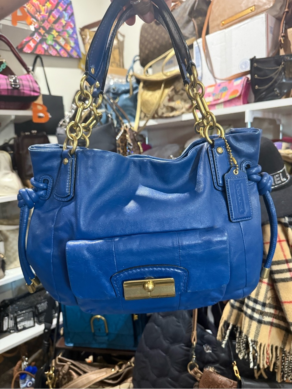 Coach Blue MidnightY2K Satchel in Leather with Gold-Tone Hardware